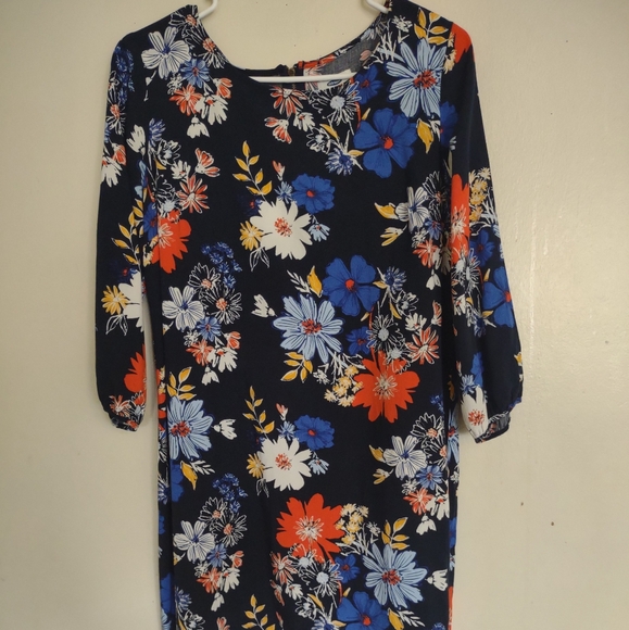 Old Navy Dresses & Skirts - Old Navy Blue Printed Floral Midi Shirt Dress Size M
